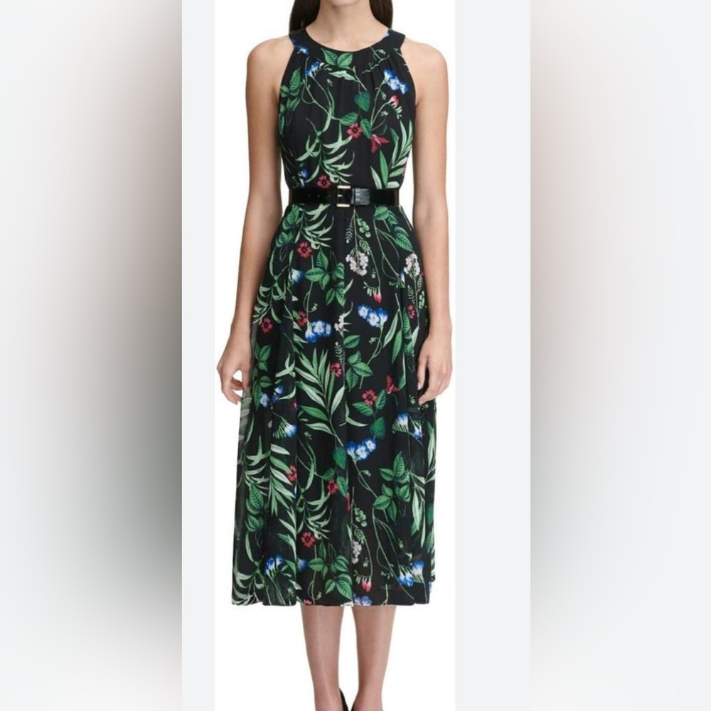 NWT Tommy Hilfiger Women's Chiffon Midi Dress sleeveless halter floral size 2